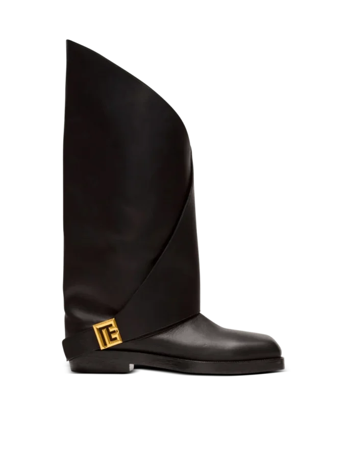 Stivali piatti in pelle intrecciata Stivali piatti in pelle intrecciata