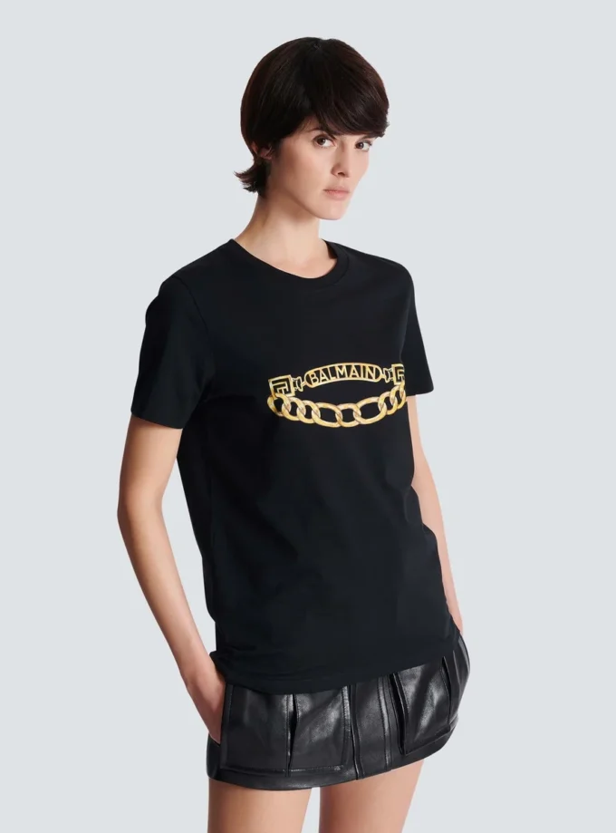 T-shirt a maniche corte con stampa Balmain Chain T-shirt a maniche corte con stampa Balmain Chain