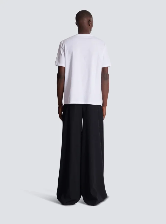 T-shirt a maniche corte con stampa floccata Balmain College