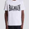 T-shirt a maniche corte con stampa floccata Balmain College