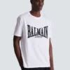 T-shirt a maniche corte con stampa floccata Balmain College