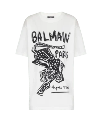 T-shirt a maniche corte con stampa leopardata