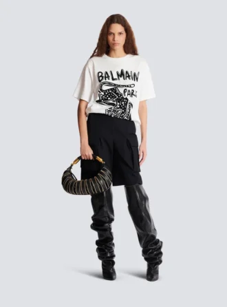 T-shirt a maniche corte con stampa leopardata