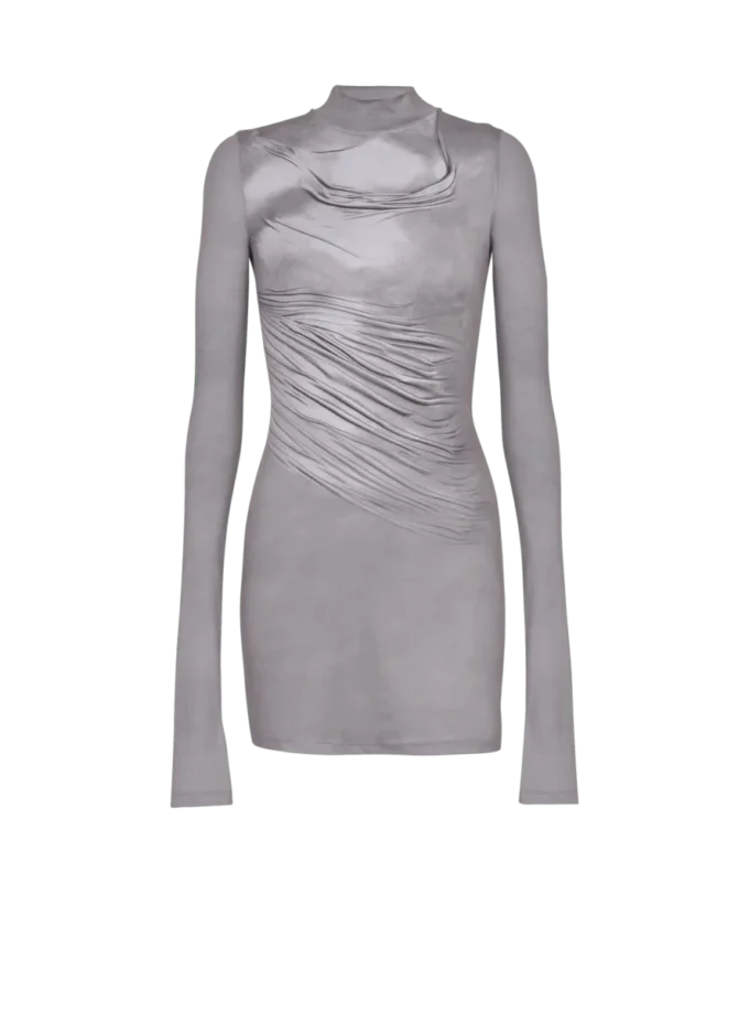 T-shirt a maniche lunghe con collo alto, stampa drappeggiata trompe-l’œil T-shirt a maniche lunghe con collo alto, stampa drappeggiata trompe-l’œil