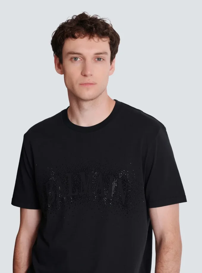 T-shirt con effetto spray ricamato in cristallo T-shirt con effetto spray ricamato in cristallo