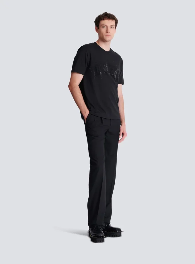 T-shirt con effetto spray ricamato in cristallo T-shirt con effetto spray ricamato in cristallo