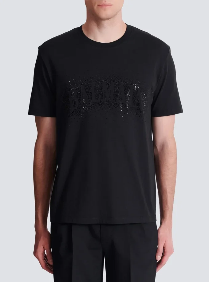 T-shirt con effetto spray ricamato in cristallo T-shirt con effetto spray ricamato in cristallo