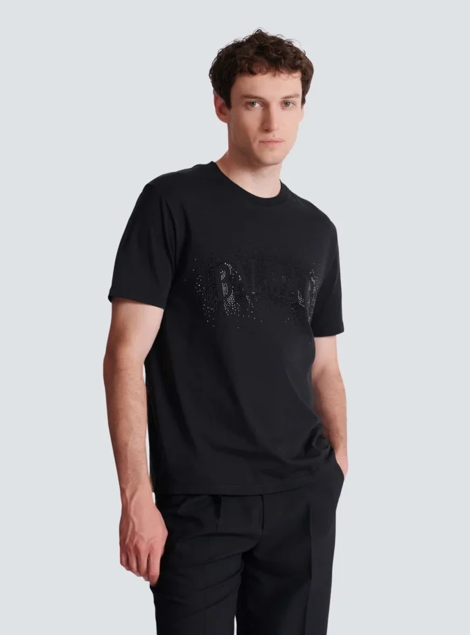 T-shirt con effetto spray ricamato in cristallo T-shirt con effetto spray ricamato in cristallo