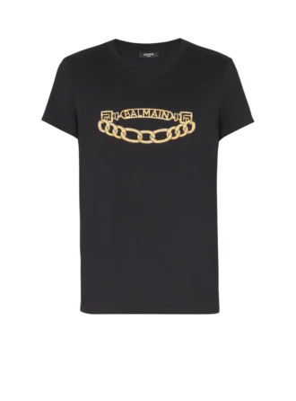 T-shirt con logo Balmain Chaînes stampato