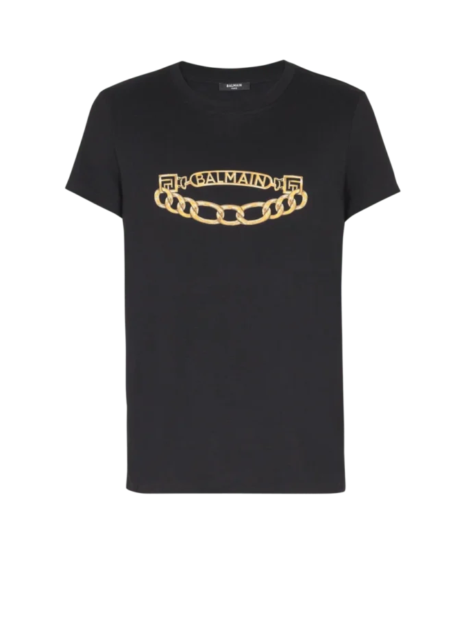 T-shirt con logo Balmain Chaînes stampato T-shirt con logo Balmain Chaînes stampato
