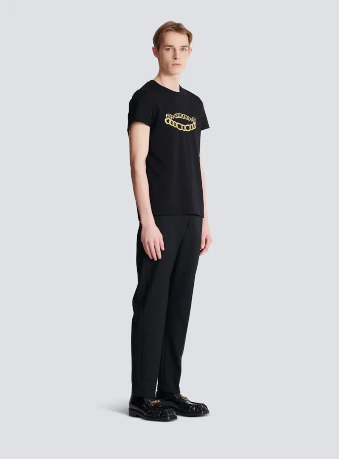 T-shirt con logo Balmain Chaînes stampato T-shirt con logo Balmain Chaînes stampato