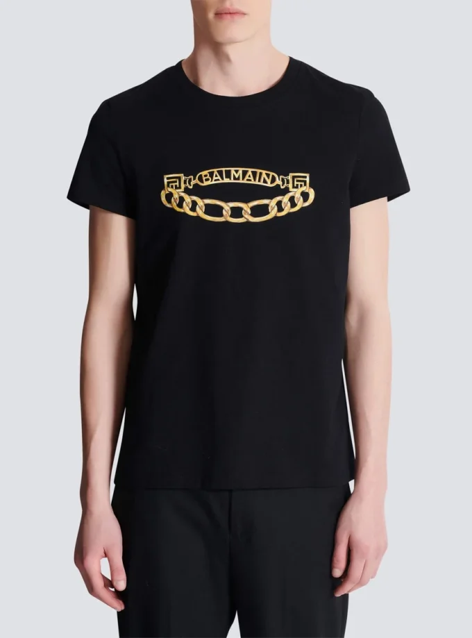 T-shirt con logo Balmain Chaînes stampato T-shirt con logo Balmain Chaînes stampato
