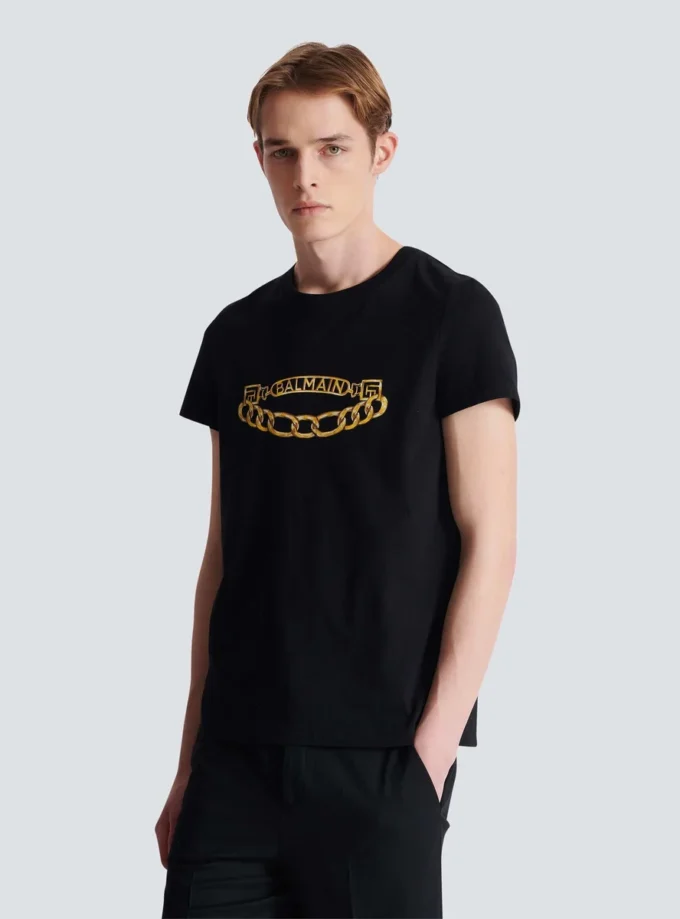 T-shirt con logo Balmain Chaînes stampato T-shirt con logo Balmain Chaînes stampato