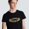 T-shirt con logo Balmain Chaînes stampato T-shirt con logo Balmain Chaînes stampato