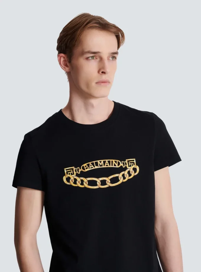 T-shirt con logo Balmain Chaînes stampato T-shirt con logo Balmain Chaînes stampato
