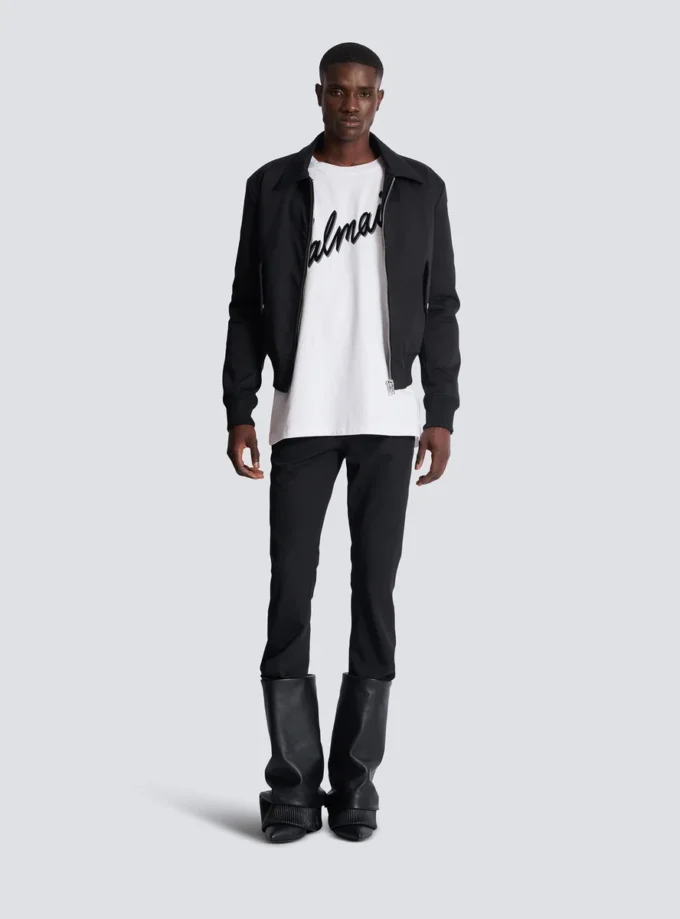 T-shirt con logo Balmain Letter floccato T-shirt con logo Balmain Letter floccato