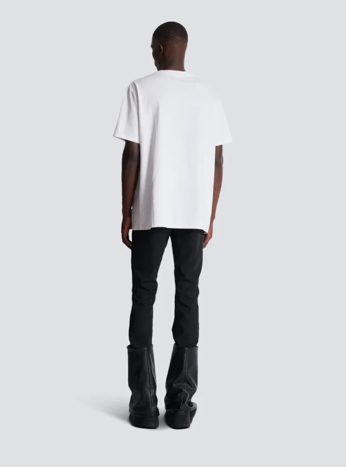 T-shirt con logo Balmain Letter floccato T-shirt con logo Balmain Letter floccato