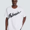 T-shirt con logo Balmain Letter floccato T-shirt con logo Balmain Letter floccato