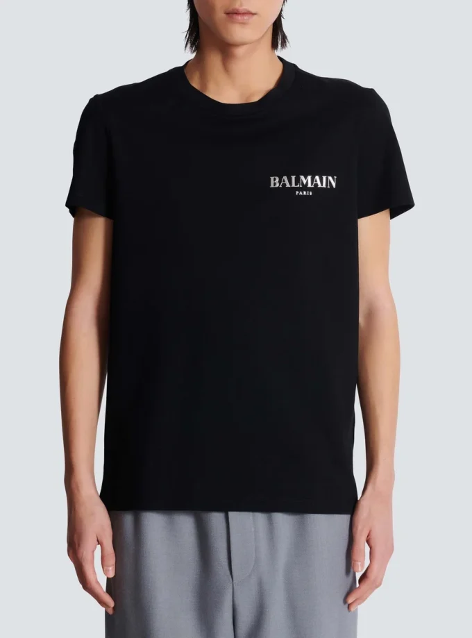 T-shirt con logo Balmain vintage in gel T-shirt con logo Balmain vintage in gel