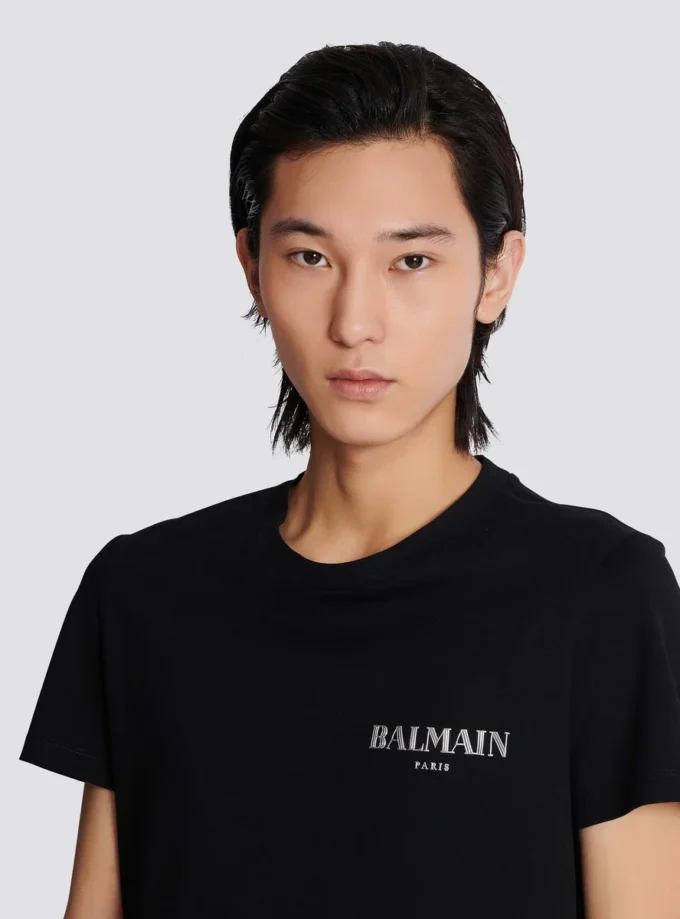 T-shirt con logo Balmain vintage in gel T-shirt con logo Balmain vintage in gel