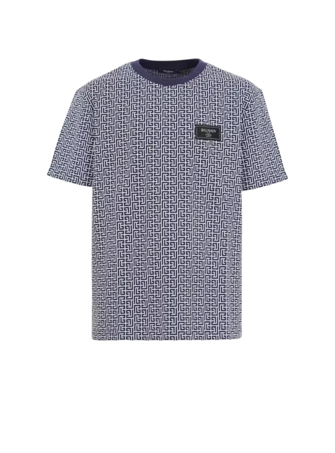 T-shirt con monogramma e etichetta Balmain Couture T-shirt con monogramma e etichetta Balmain Couture