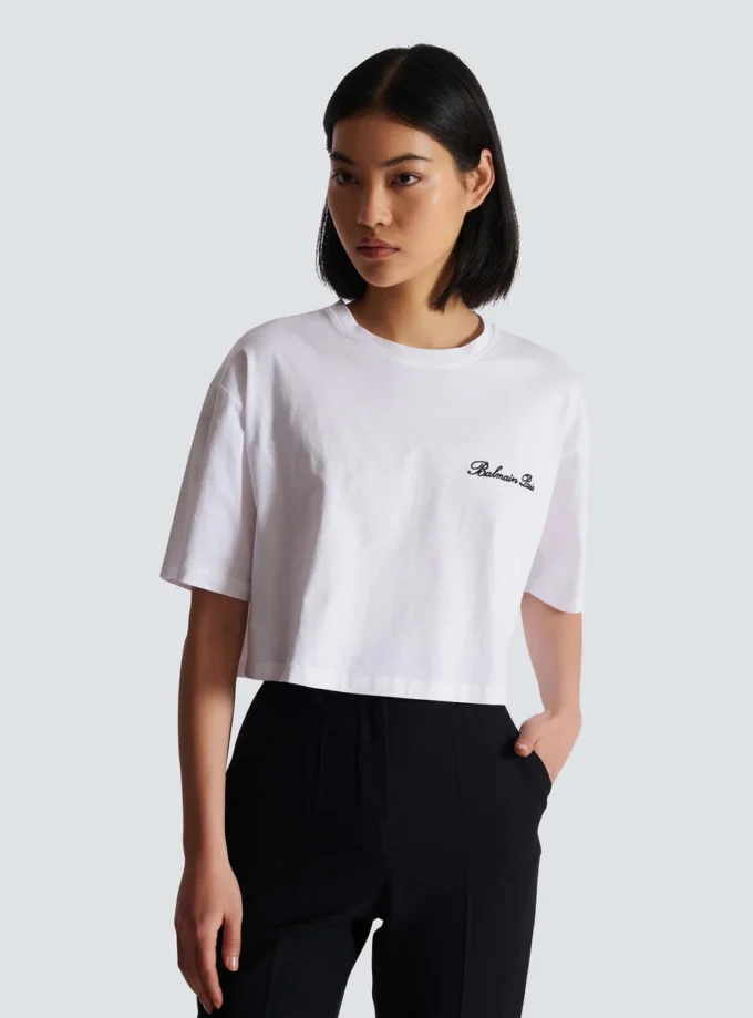 T-shirt con ricamo Balmain Signature T-shirt con ricamo Balmain Signature