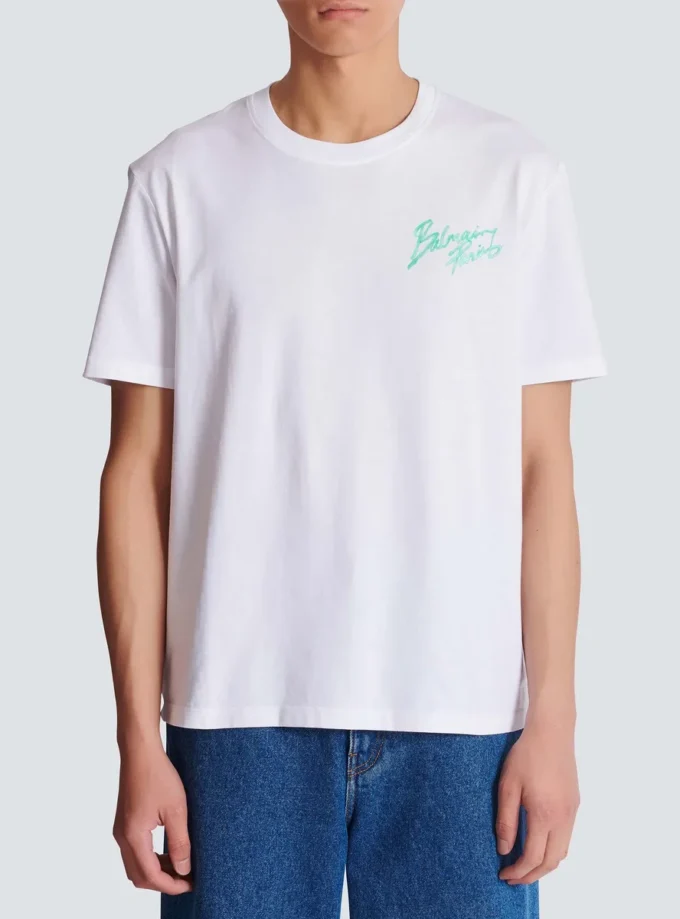 T-shirt con stampa Balmain Paris Brush T-shirt con stampa Balmain Paris Brush