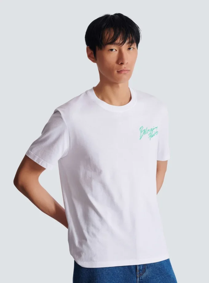T-shirt con stampa Balmain Paris Brush T-shirt con stampa Balmain Paris Brush