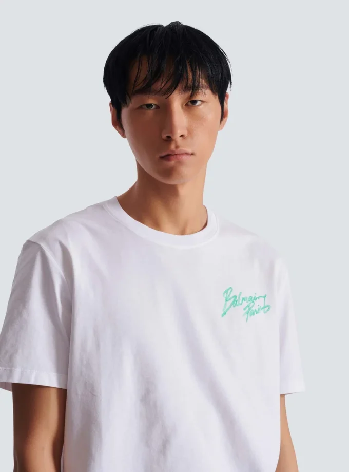 T-shirt con stampa Balmain Paris Brush T-shirt con stampa Balmain Paris Brush