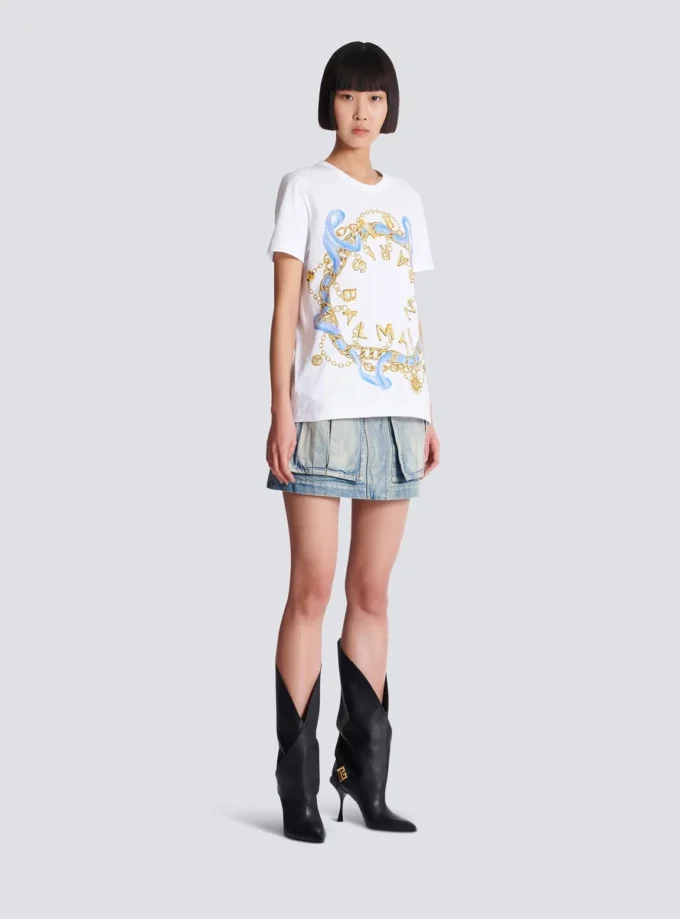 T-shirt con stampa Balmain Paris Chain T-shirt con stampa Balmain Paris Chain