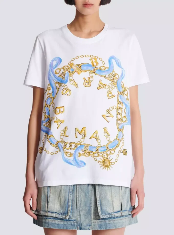 T-shirt con stampa Balmain Paris Chain T-shirt con stampa Balmain Paris Chain