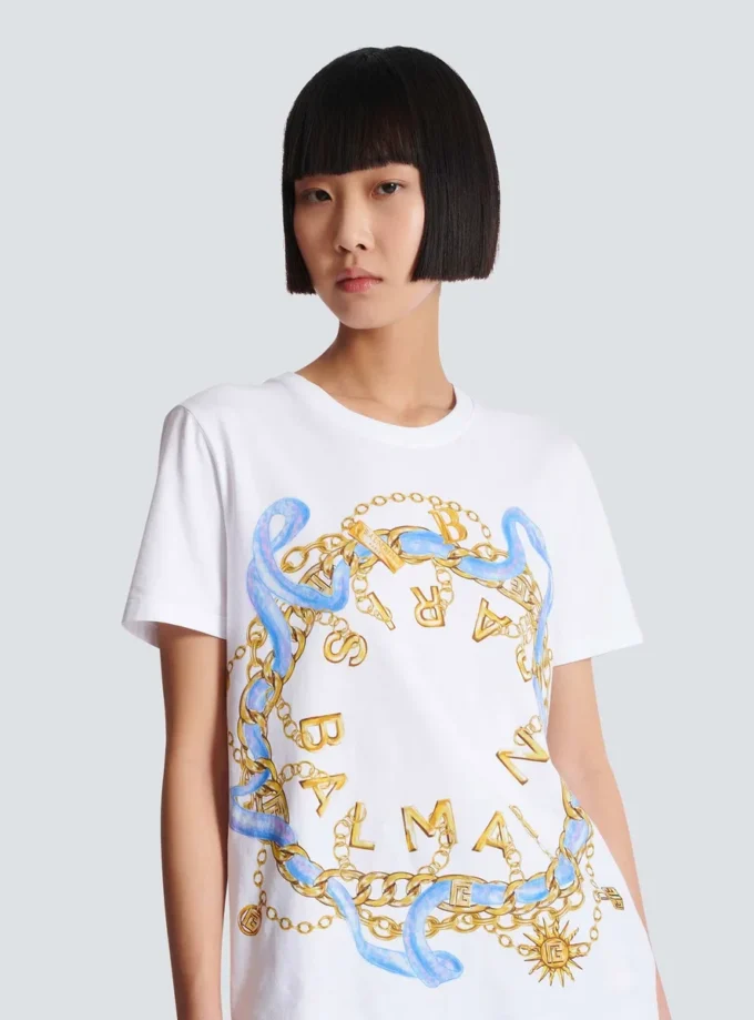 T-shirt con stampa Balmain Paris Chain T-shirt con stampa Balmain Paris Chain