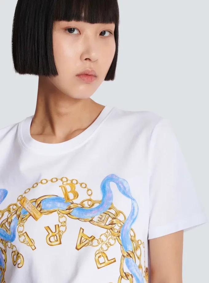 T-shirt con stampa Balmain Paris Chain T-shirt con stampa Balmain Paris Chain