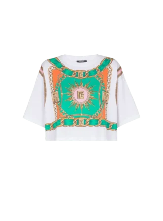 T-shirt corta con stampa Balmain Foulard