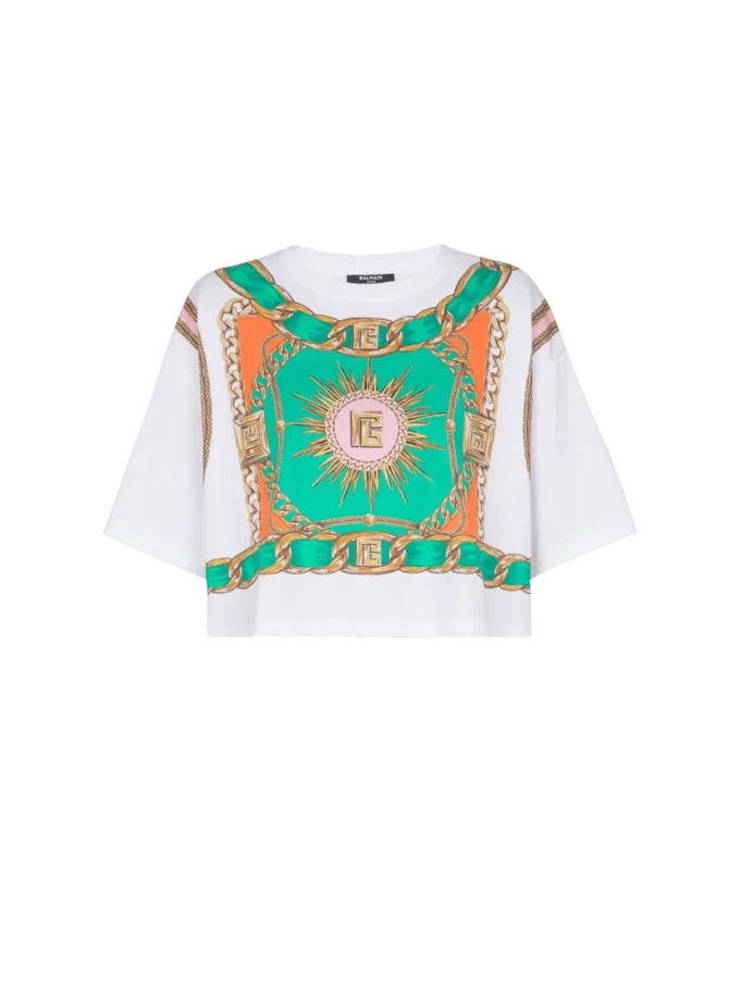 T-shirt corta con stampa Balmain Foulard T-shirt corta con stampa Balmain Foulard