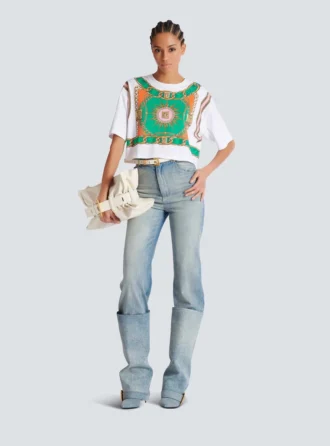 T-shirt corta con stampa Balmain Foulard