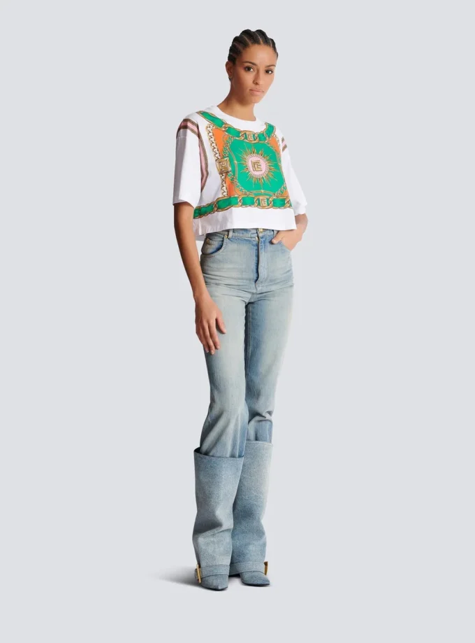 T-shirt corta con stampa Balmain Foulard T-shirt corta con stampa Balmain Foulard
