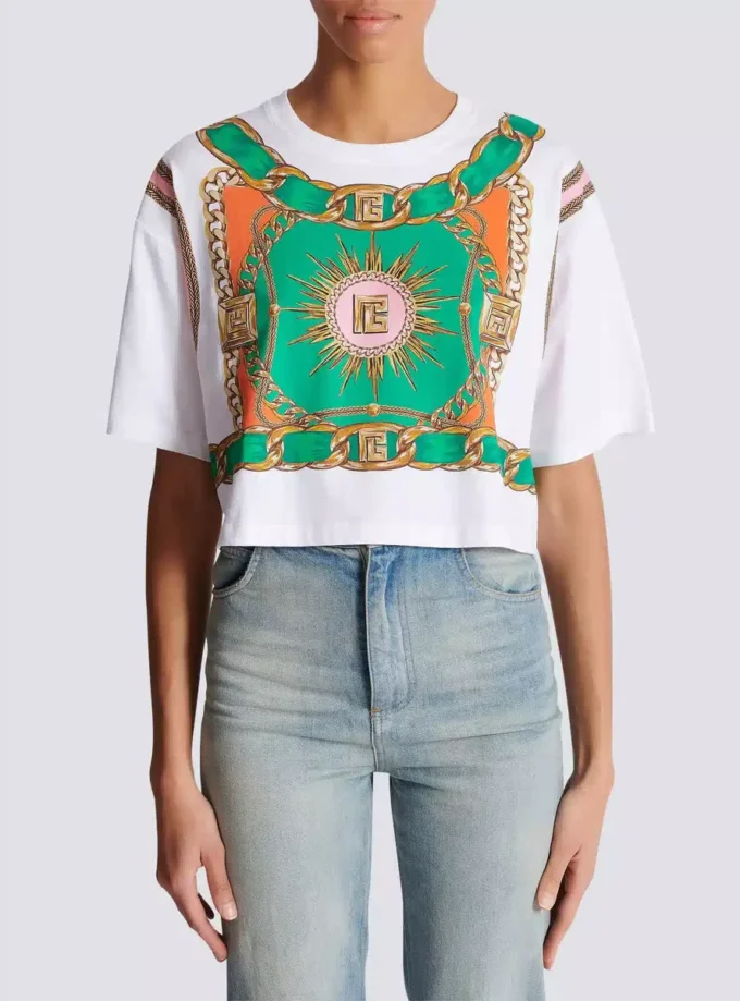 T-shirt corta con stampa Balmain Foulard T-shirt corta con stampa Balmain Foulard