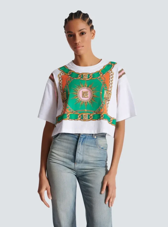 T-shirt corta con stampa Balmain Foulard T-shirt corta con stampa Balmain Foulard