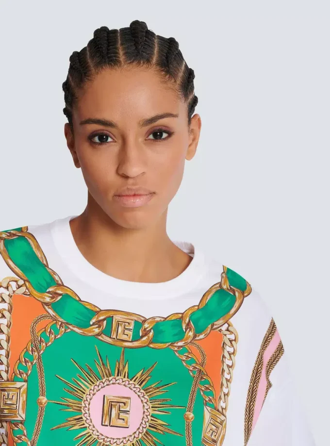 T-shirt corta con stampa Balmain Foulard T-shirt corta con stampa Balmain Foulard