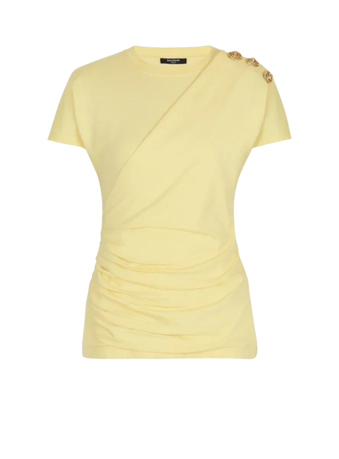 T-shirt drappeggiata con bottoni T-shirt drappeggiata con bottoni