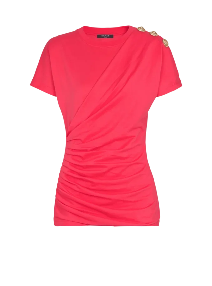 T-shirt drappeggiata con bottoni T-shirt drappeggiata con bottoni