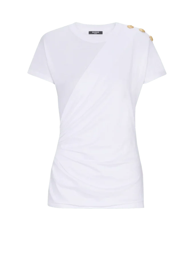 T-shirt drappeggiata con bottoni T-shirt drappeggiata con bottoni