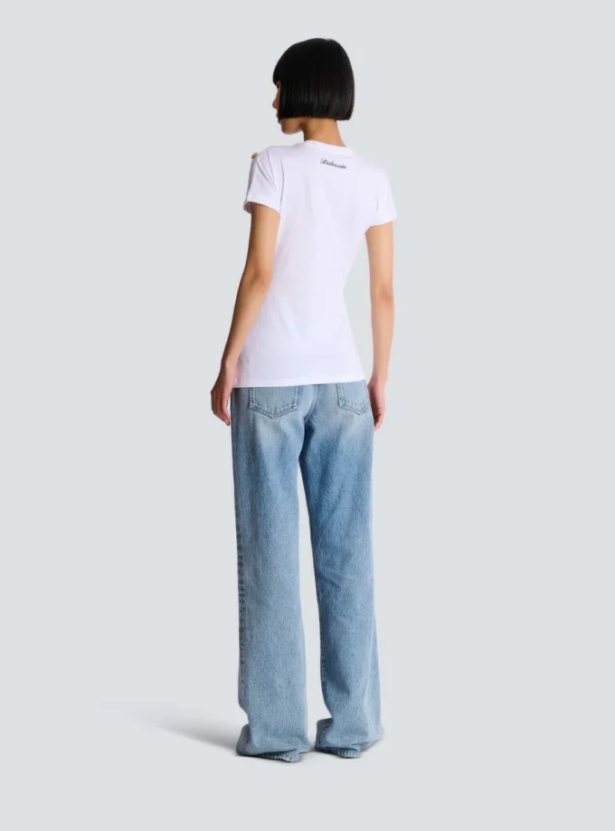 T-shirt drappeggiata con bottoni T-shirt drappeggiata con bottoni