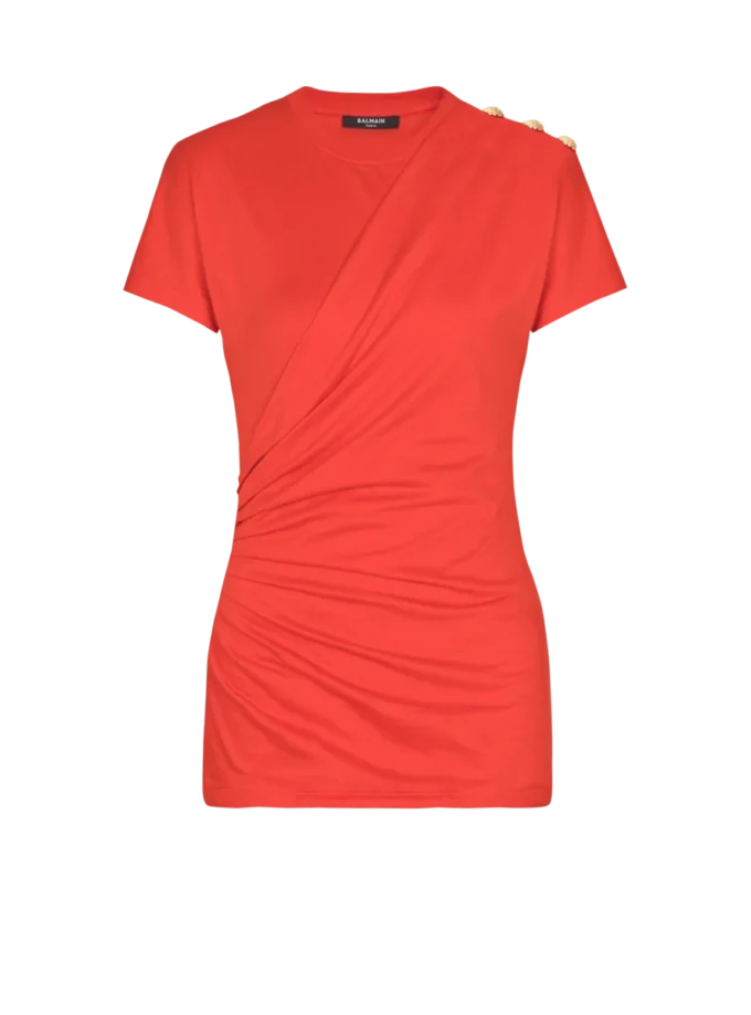 T-shirt drappeggiata in jersey a maniche corte T-shirt drappeggiata in jersey a maniche corte