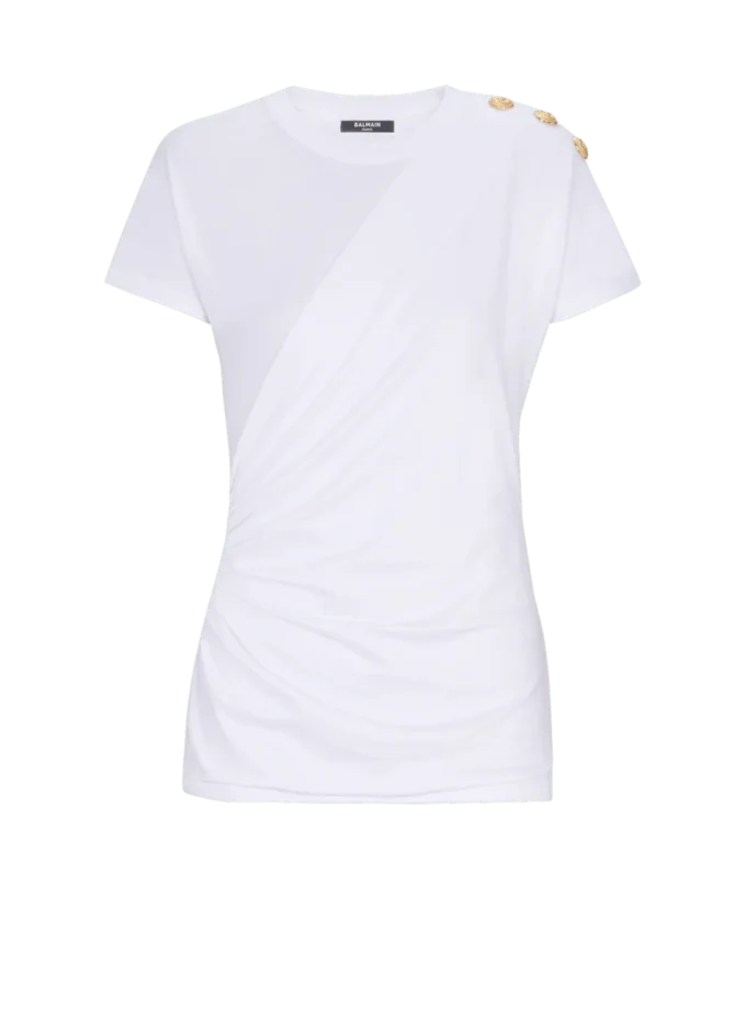 T-shirt drappeggiata in jersey a maniche corte T-shirt drappeggiata in jersey a maniche corte