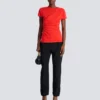 T-shirt drappeggiata in jersey a maniche corte T-shirt drappeggiata in jersey a maniche corte