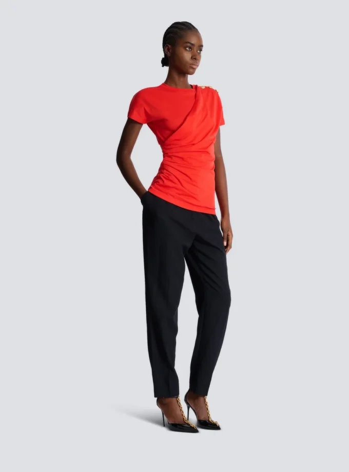 T-shirt drappeggiata in jersey a maniche corte T-shirt drappeggiata in jersey a maniche corte