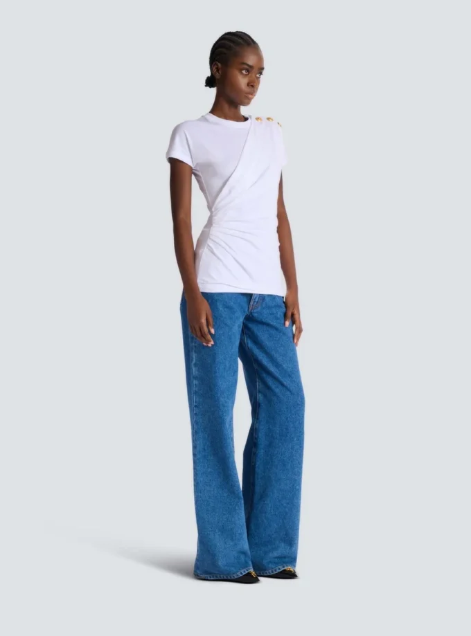 T-shirt drappeggiata in jersey a maniche corte T-shirt drappeggiata in jersey a maniche corte