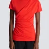 T-shirt drappeggiata in jersey a maniche corte T-shirt drappeggiata in jersey a maniche corte